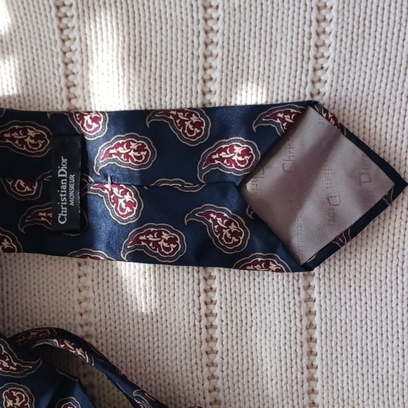 Christian Dior Paisley Navy Blue Tie - Picture 1 of 5